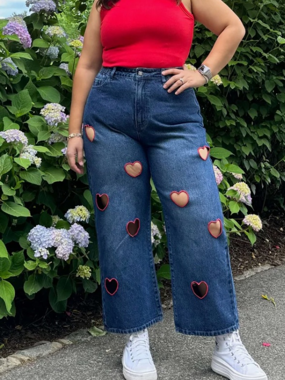 Shiny by Nature Heart Cutout Jeans - Size 2XL